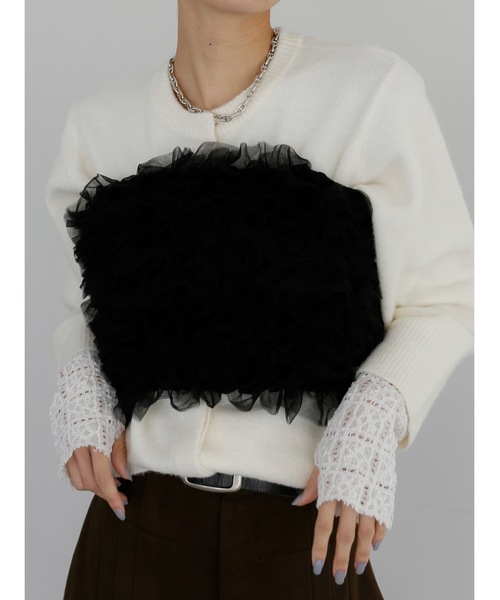 カーディガン lace sleeve knit cardigan レディース
