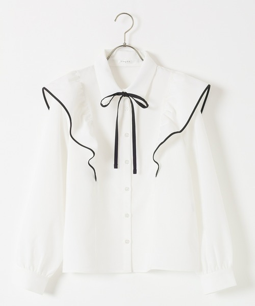 Honeys（ハニーズ） ブラウス シャツ リボン付フリルブラウス