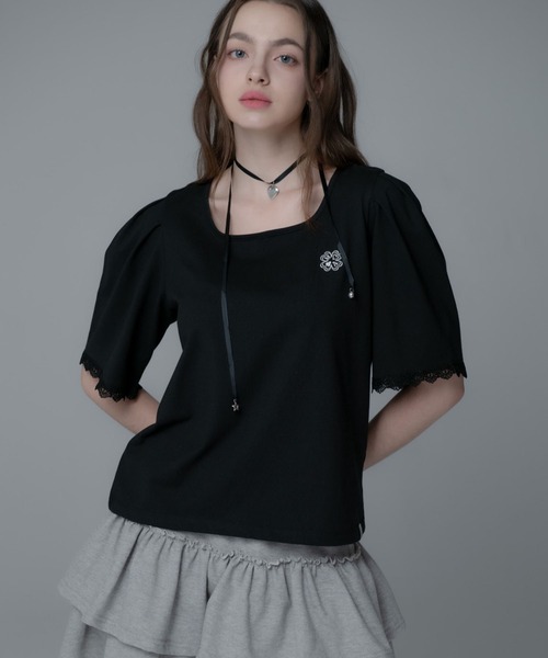Mars en Avril tシャツ Tシャツ クローバースクエアネックレースT 