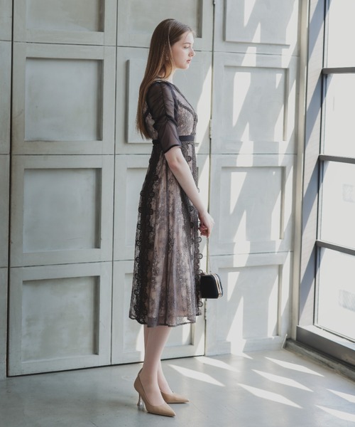 スリーブスリット刺繍レースフレアドレス ANDRÉSD 楽天市場】【公式】 ANDRESD アンドレスド【 sleeve slit lace