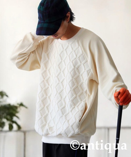 antiqua（アンティカ） antiqua tシャツ 「STCH」エンボスジャガード