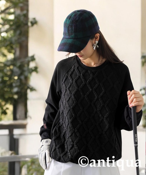 antiqua GOLF × STCH エンボスジャガードトップス LXL antiqua（アンティカ） antiqua tシャツ 「STCH」エンボスジャガード