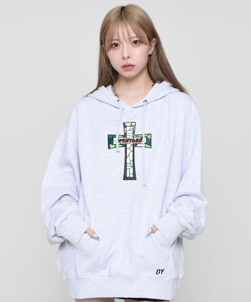パーカー 「OY/オーワイ」 STAINED GLASS CROSS HOODIE/グラスクロスフーディー レディース メンズ