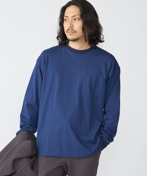 SHIPS tシャツ SHIPS: マイクロ ボーダー Tシャツ (ロンT