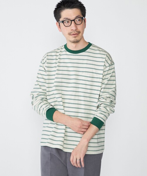 SHIPS tシャツ SHIPS: マイクロ ボーダー Tシャツ (ロンT