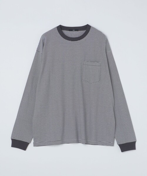 SHIPS tシャツ SHIPS: マイクロ ボーダー Tシャツ (ロンT