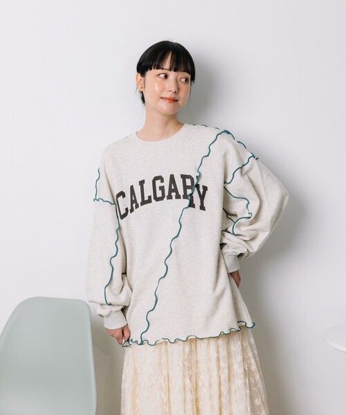 COCOLO クリーム色 スウェット トレーナー FREAK'S STORE トレーナー スウェット ロゴ 配色メロー
