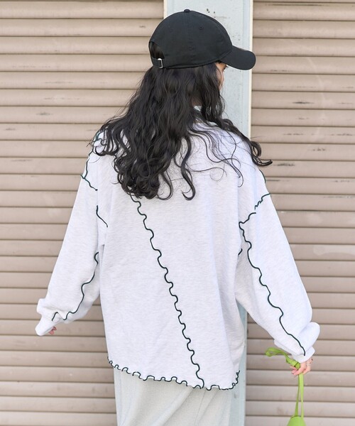 FREAK'S STORE トレーナー スウェット ロゴ 配色メロー