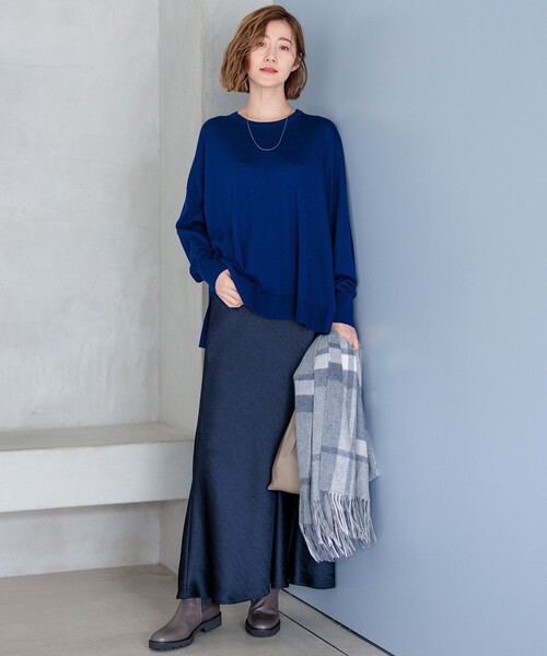 スカート 「Oggi掲載/洗える」ヴィンテージダブルサテン ナロー