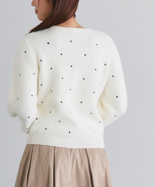 Pierrot（ピエロ） カーディガン ドット刺繍シャギーカーディガン