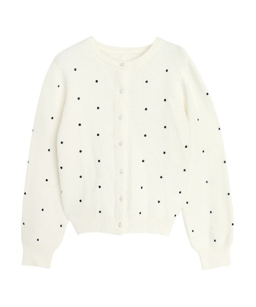 Pierrot（ピエロ） カーディガン ドット刺繍シャギーカーディガン