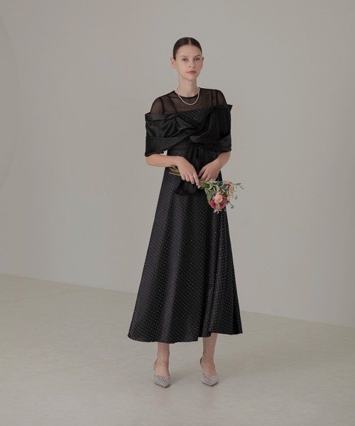 LEJA ドレス ワンピース Leja ドレス 「LEJA」2WAYフロントリボンボレロストーンドット柄
