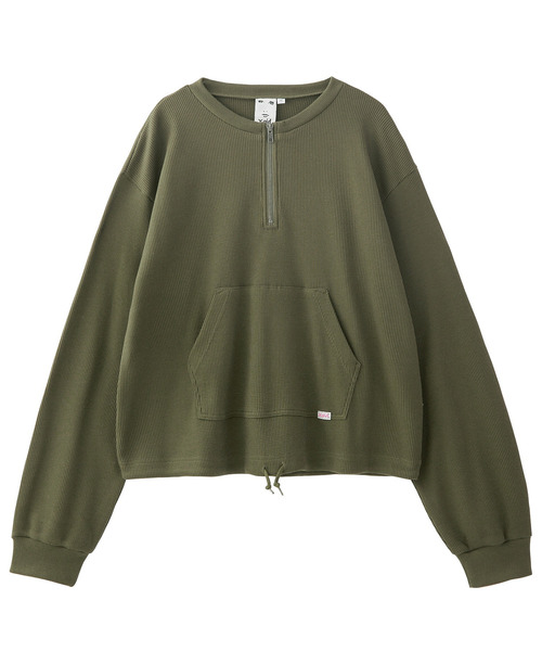 X-girl（エックスガール） tシャツ THERMAL HALF ZIP TOP レディース