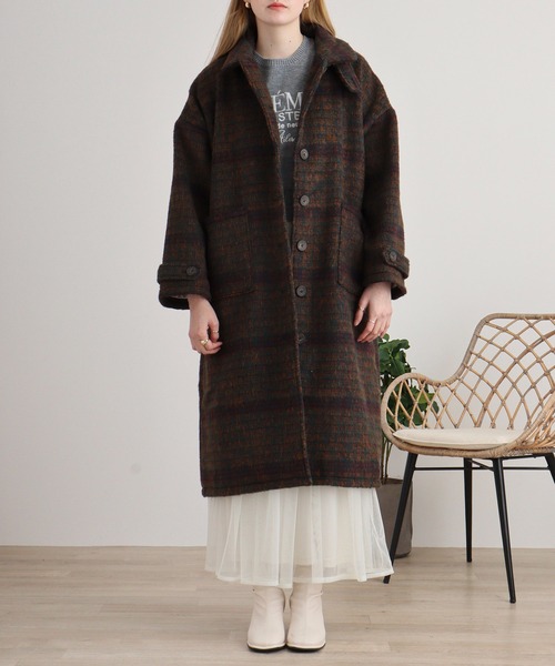 Emago（イマゴ） コート アウター 起毛チェックロングコート