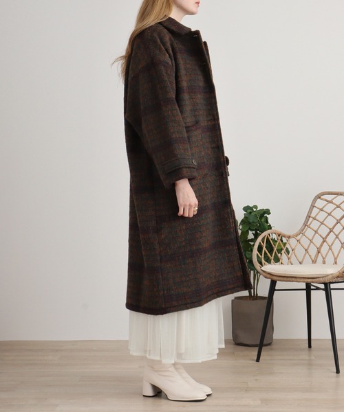 Emago（イマゴ） コート アウター 起毛チェックロングコート