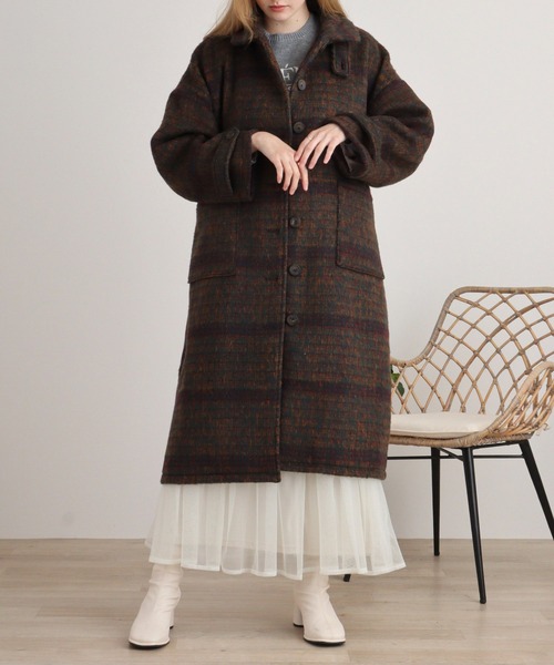 Emago（イマゴ） コート アウター 起毛チェックロングコート