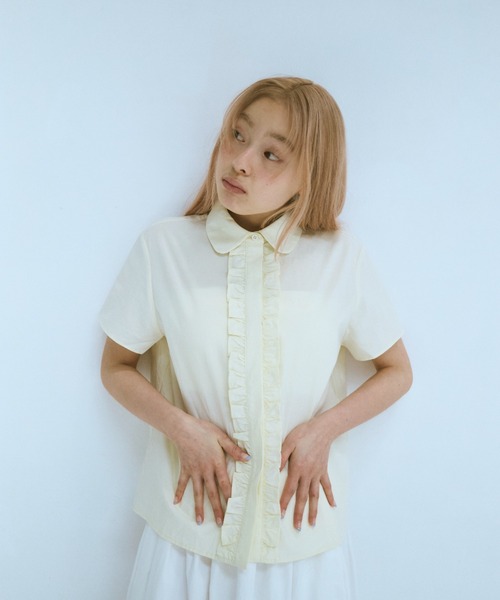 FEKETE ブラウス シャツ ROUND COLLAR FRILL SHIRT / ラウンド