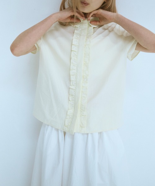 ブラウス シャツ round collar shirt レディース FEKETE ブラウス シャツ ROUND COLLAR FRILL SHIRT / ラウンド