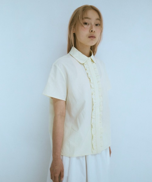 ブラウス シャツ ラウンドカラーフリルブラウス レディース FEKETE ブラウス シャツ ROUND COLLAR FRILL SHIRT / ラウンド