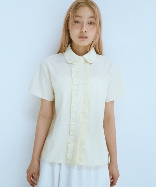 ROUND COLLAR FRILL SHIRT / ラウンドカラーフリルシャツ ROUND COLLAR FRILL SHIRT / ラウンドカラーフリルシャツ