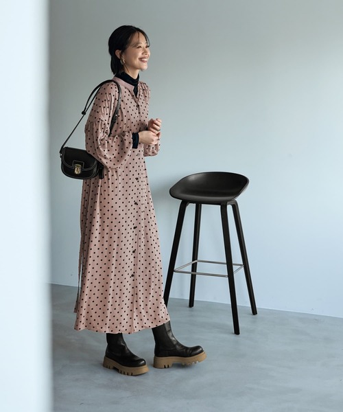 お洋服　ワンピース セール】高身長 【喪服・礼服】フロントリボン7分袖ワンピース