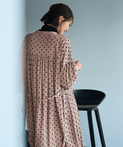 STYLE DELI ワンピース 「LUXE」フロッキードットギャザー