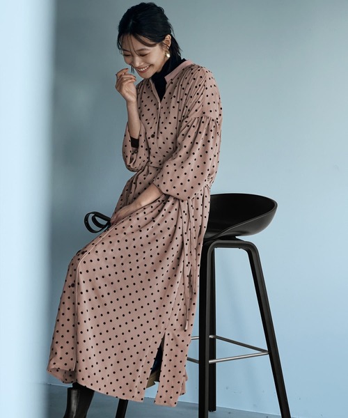 STYLE DELI ワンピース 「LUXE」フロッキードットギャザー