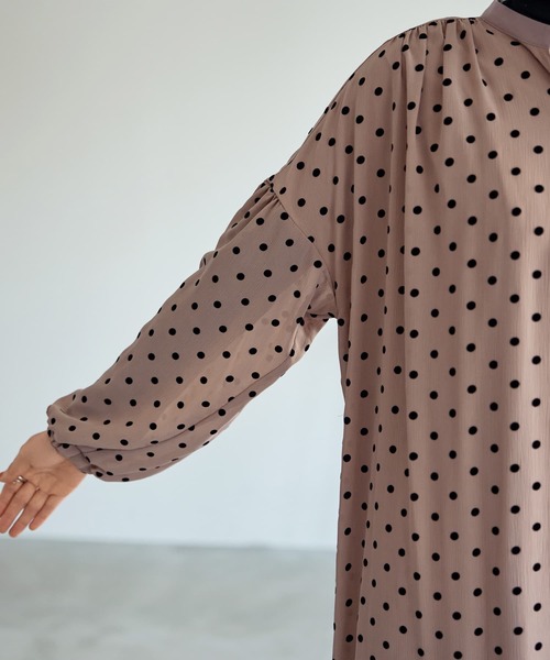 STYLE DELI ワンピース 「LUXE」フロッキードットギャザー