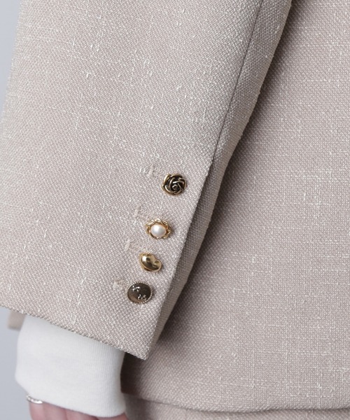 ROSEBUD CREOLME ノーカラーダブルボタンジャケット ROSE BUD ジャケット ノーカラージャケット (CREOLME)COLLARLESS