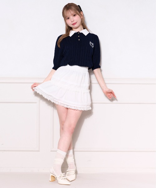 Lizmelo ホワイト レース フリルミニスカート フリルミニスカートパンツ❤︎SET UP対応 | lilLilly official webstore
