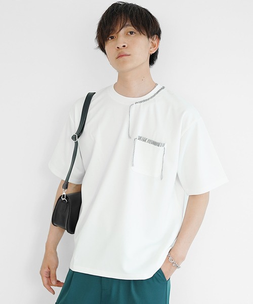 AmlyCity 半袖Tシャツ ホワイト レッドステッチ MinoriTY（マイノリティ） tシャツ 「MinoriTY」ハンドステッチTシャツ