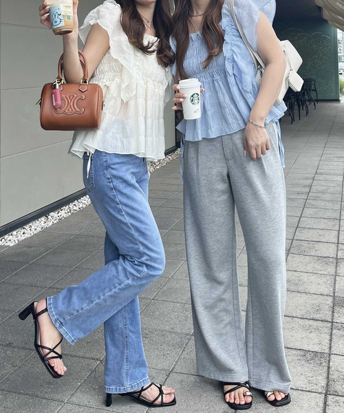 マルチサイズ  シャーリングシアーブラウス レディース シアー シャーリング ブラウス