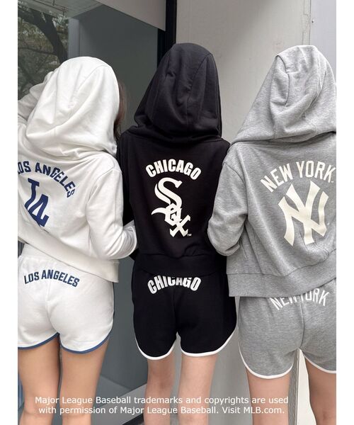 パーカー GYDA「MLB」バックロゴスウェットショートパーカー レディース MLB パーカー GYDA「MLB」バックロゴスウェットショートパーカー