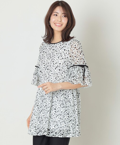 ブラウス シャツ ジャスミンプリントリボン チュニック レディース TO BE CHIC ブラウス シャツ ジャスミンプリントリボン