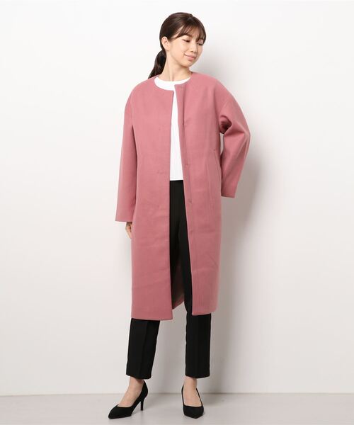 「VIS」 ノーカラーコート M ピンク系その他2 レディース_画像2