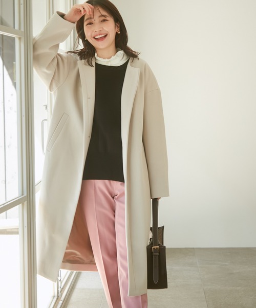 「VIS」 ノーカラーコート M ピンク系その他2 レディース_画像5