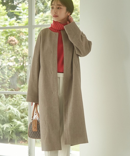 「VIS」 ノーカラーコート M ピンク系その他2 レディース_画像9