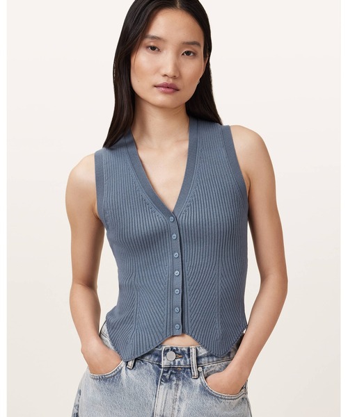 ベスト ジレ CRUZ RIBBED KNITTED WAISTCOAT | CRUZ リブ ニット ウエストコート レディース