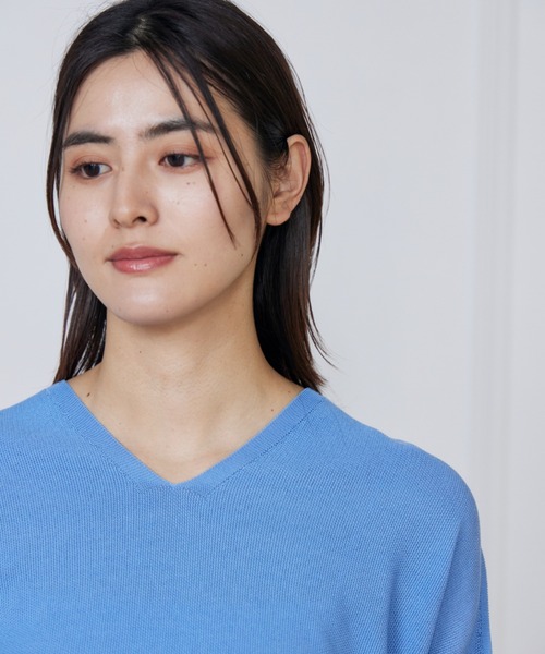 INED ニット セーター 「WEB限定」ホールガーメント 鹿の子編みV