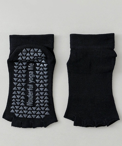 靴下 5本指滑り止め付き クロスデザインヨガソックス/マシンピラティス