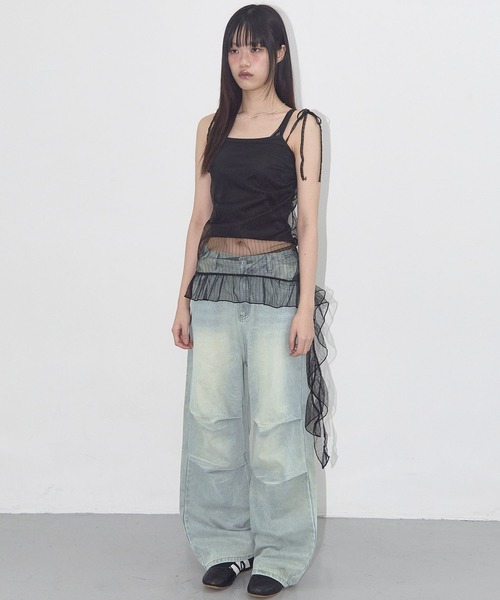● FANCY CLUB ● レースシャーリングレイヤードワンピース ＆HALF ワンピース レースシャーリングレイヤードワンピース