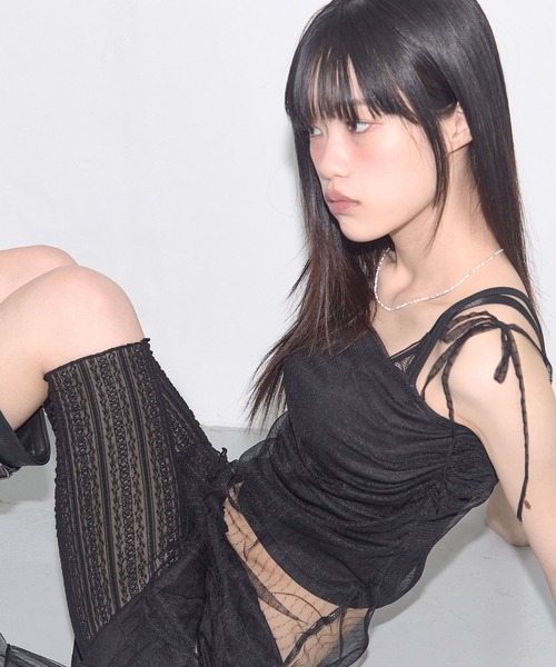 FANCY CLUB ワンピース CLUB／レースシャーリングワンピース
