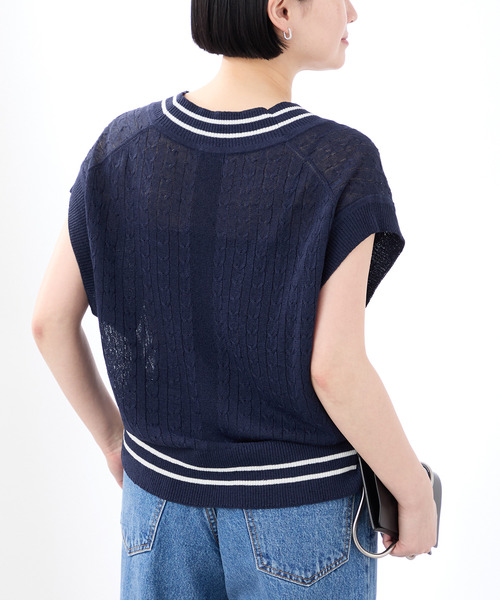 VERMEIL par iena ベスト ジレ Linen Knit Cable レディース