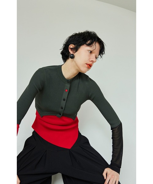 カーディガンCIRCLE CUT SHERR SLEEVE KT CD OMMO OMMO（オーエムエムオー） カーディガン CIRCLE CUT SHERR SLEEVE KT