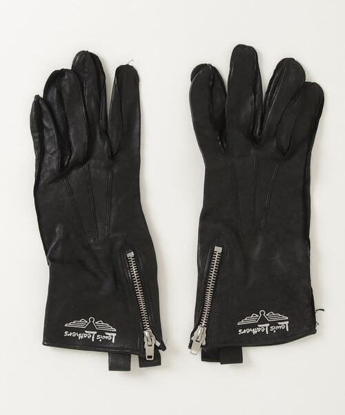 ルイスレザー、ブラックレザー手袋 フリース裏地付き Lewis Leathers