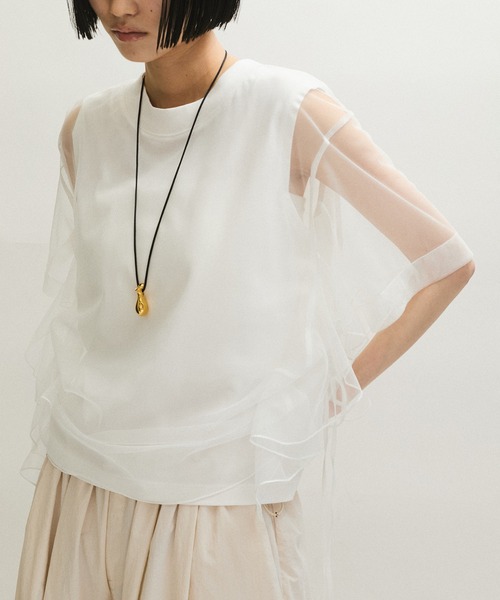 tシャツ 「サステナブル」・「定番人気」ギャザーチュールトップス レディース | ADAM ET ROPE' | 23