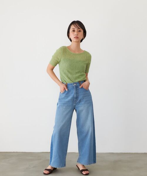 STRATA tシャツ シアーリンクルハーフスリーブプルオーバー 「低