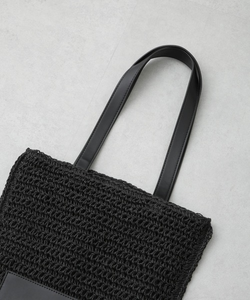nano universe FRAGMENTO CUORE ブラックトートバッグ NANO universe トートバッグ ハンドクロシェトートバッグ メンズ