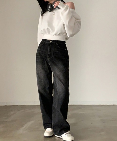 オフショル　トレーナー AIC. トレーナー スウェット オフショルダーカットオフスウェット