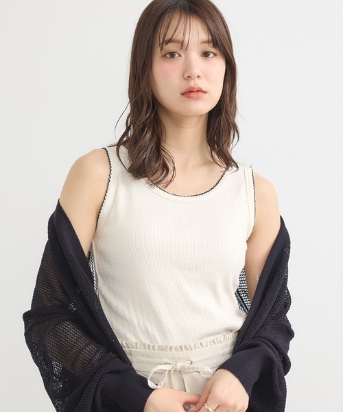 ecote ジャガード　タンクトップ　ハワイ　ノースリーブ　トップス ecote ジャガードタンクトップハワイノースリーブトップス
